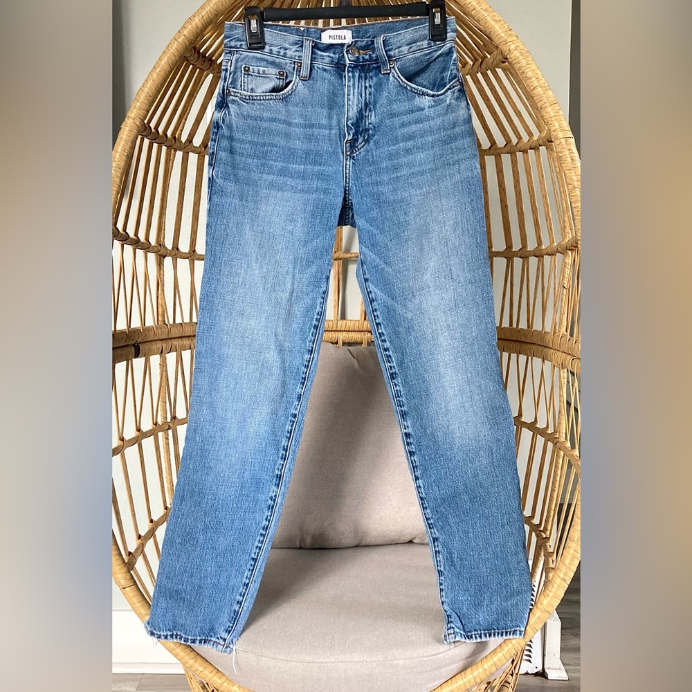 Pistola Monroe Jeans Size 25 Mid Rise Slim Straight Cigarette Raw Hem